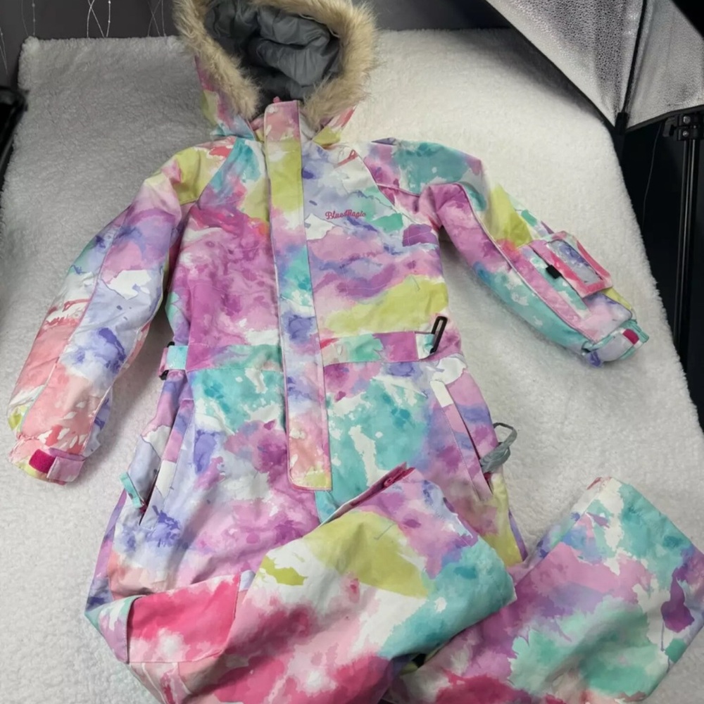 Vibrant Multicolor Kids Puffer Snowsuit